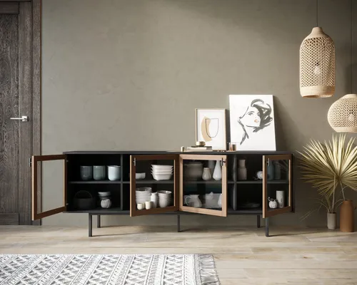  Заказать эксклюзивны комод с четыремя стеклянными дверками  Emerson производство Этажерка. Каталог мебели из России - AdtPro. Id-0