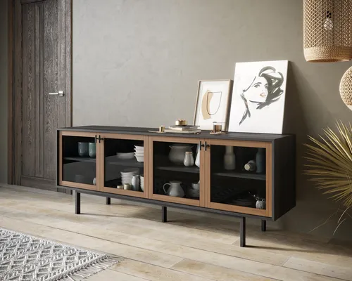  Купить комод с четыремя стеклянными дверками  Emerson производство Этажерка. Каталог мебели из России - AdtPro. Id-2