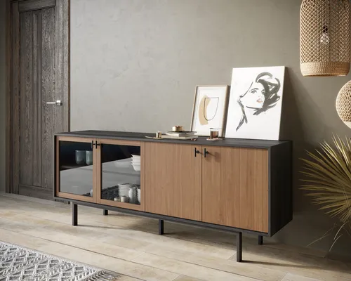  Купить комод со стеклянными и глухими дверками  Emerson производство Этажерка. Каталог мебели из России - AdtPro. Id-2