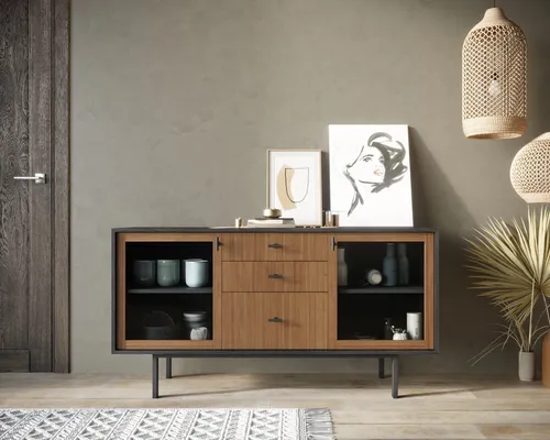  Вы можете заказать комод две стеклянные дверки и три ящика  Emerson производство Этажерка. Каталог мебели из России - AdtPro. Id-3