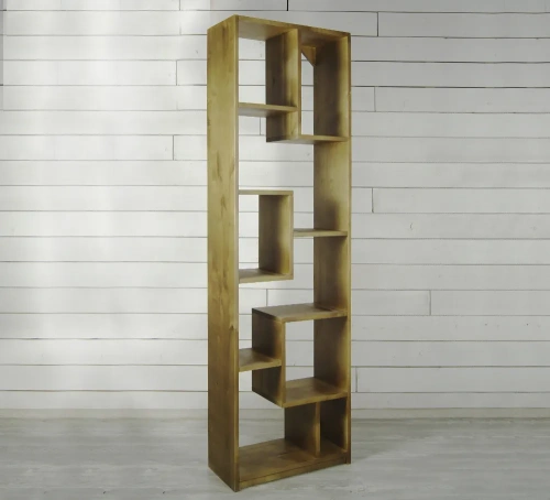 У нас вы можете заказать узкий стеллаж в стиле лофт из массива для книг "Aquarelle" цвет коричневый, который дополнит дизайн интнрьера вашей комнаты. Каталог мебели из России - AdtPro. Id-1
