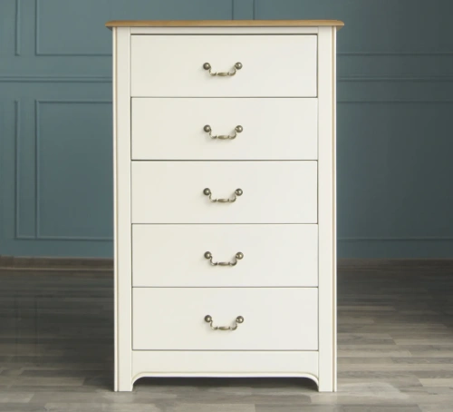 Купите мебель для Вашего интерьера - слоновая кость комод высокий на 5 ящиков "Olivia" цвет слоновая кость. Каталог мебели из России - AdtPro. Id-0