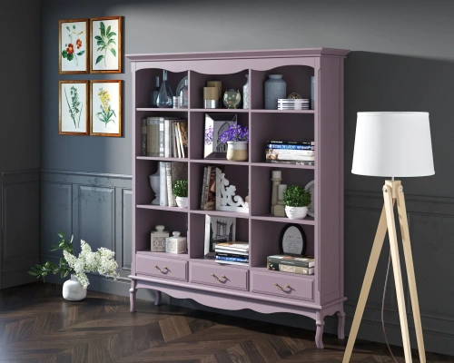 Атмосфера в комнате станет приятнее, а дизайн жилища неповторимым если Вы закажете стеллаж напольный тройной "Leontina lavanda" цвет лавандовый. Каталог мебели из России - AdtPro. Id-2