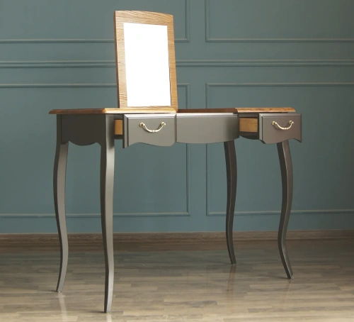 Ваш интерьер украсит оригинальный туалетный столик с зеркалом "Leontina black" цвет черный.  Каталог мебели из России - AdtPro. Id-2