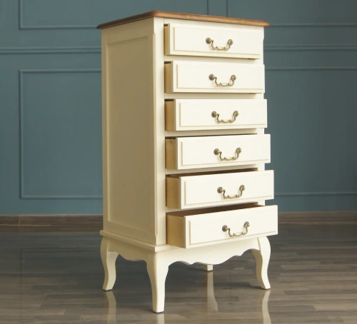 Оформляя покупку маленький комод 6 ящиков на ножках "Leontina" цвет слоновая кость в интернет-магазине вы получаете качественную мебель с гарантией производителя. Каталог мебели из России - AdtPro. Id-2