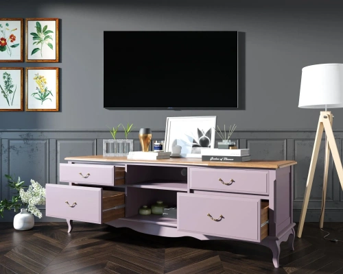 Купите современный длинный комод удлиненный под тв "Leontina lavanda" цвет лавандовый и Ваш интерьер несомненно преобразиться, поскольку над изготовленной в ручную мебелью работали лучшие дизайнеры мебели. Каталог мебели из России - AdtPro. Id-1