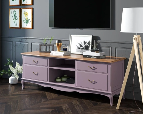 Купите мебель для Вашего интерьера - современный длинный комод удлиненный под тв "Leontina lavanda" цвет лавандовый. Каталог мебели из России - AdtPro. Id-2