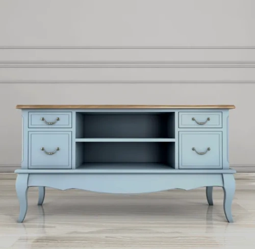 Предлагаем купить длинный комод  под телевизор "Leontina blue" цвет голубой с помощью которого Вы сможете сделать интерьер помещения стильным и современным, мебель которая подчеркнёт особенности задуманные дизайнером интерьера. Каталог мебели из России - 