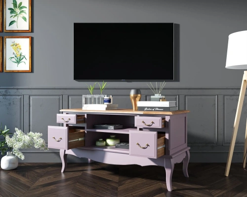 Заказать эксклюзивный современный длинный комод   под тв "Leontina lavanda" цвет лавандовый, который станет приятным дополнением к неповторимому дизайну вашей комнаты. Каталог мебели из России - AdtPro. Id-1