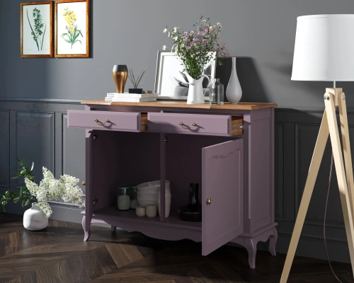 Ваш интерьер украсит оригинальный длинный комод с ящиками "Leontina lavanda" цвет лавандовый.  Каталог мебели из России - AdtPro. Id-3