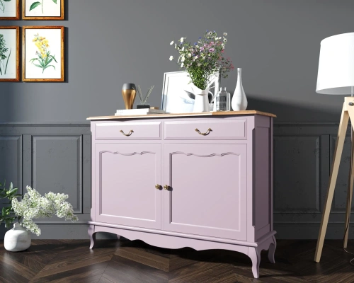 Длинный комод с ящиками "Leontina lavanda" цвет лавандовый идеальное решение для тех, кто хочет привнести особый шарм в свой интерьер. Каталог мебели из России - AdtPro. Id-4