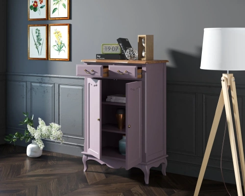 Купите комод для белья и одежды на 2 ящика 2 дверки "Leontina lavanda" цвет лавандовый и Ваш интерьер несомненно преобразиться, поскольку над изготовленной в ручную мебелью работали лучшие дизайнеры мебели. Каталог мебели из России - AdtPro. Id-3