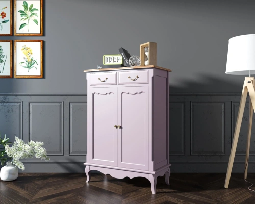 Ваш интерьер украсит оригинальный комод для белья и одежды на 2 ящика 2 дверки "Leontina lavanda" цвет лавандовый.  Каталог мебели из России - AdtPro. Id-4