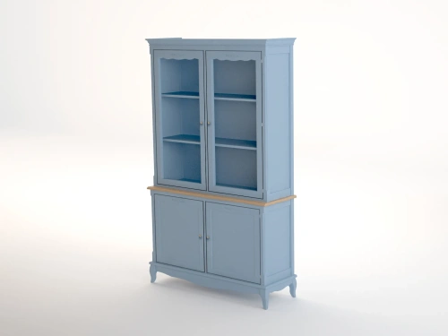 Изготовленная мебель на заказ - буфет двухстворчатый  для посуды в гостиную "Leontina blue" цвет голубой создаст неповторимую тмосферу в Вашей комнате. Каталог мебели из России - AdtPro. Id-1