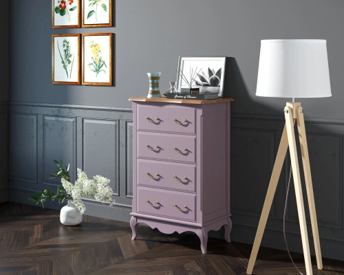Сервант комод четыре ящика для посуды "Leontina lavanda" цвет лавандовый идеальное решение для тех, кто хочет привнести особый шарм в свой интерьер. Каталог мебели из России - AdtPro. Id-2