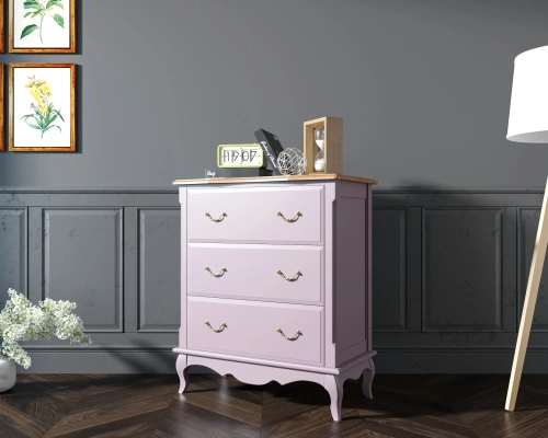 Сервант комод три ящика для посуды "Leontina lavanda" цвет лавандовый идеальное решение для тех, кто хочет привнести особый шарм в свой интерьер. Каталог мебели из России - AdtPro. Id-3