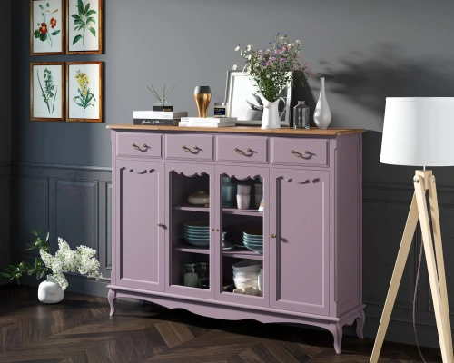 Оформляя покупку буфет современный длинный комод-витрина для посуды "Leontina lavanda" цвет лавандовый в интернет-магазине вы получаете качественную мебель с гарантией производителя. Каталог мебели из России - AdtPro. Id-2