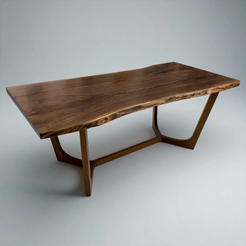 Обеденный стол Interior из массива ореха в интерьере столовой в стиле mid-century modern.