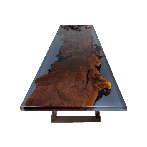  эксклюзивный большой обеденный стол из термо-граб с прозрачной смолой  Каталог мебели из России - AdtPro Id-1