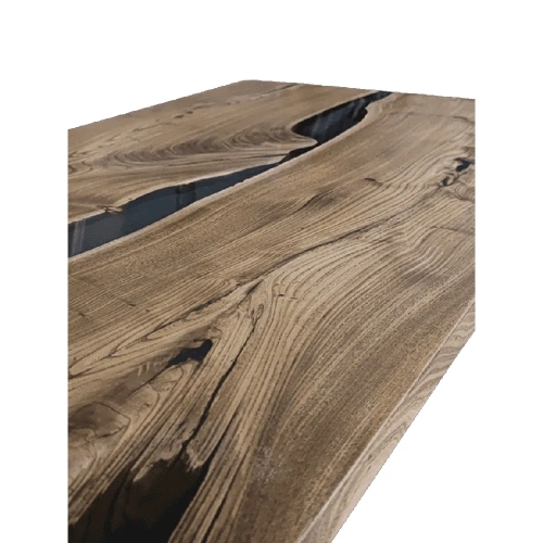  обеденный стол из массива карагача со вставками черной смолы  Каталог мебели из России - AdtPro Id-2