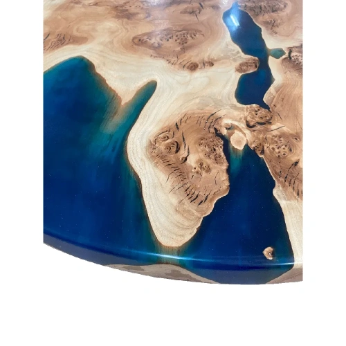  обеденный круглый  стол река из массива ивы с полупрозрачнй смолой  Каталог мебели из России - AdtPro Id-1