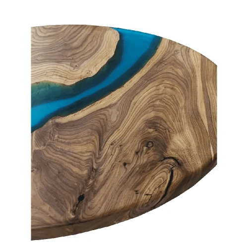  стол круглый из массива карагача с эпоксидной смолой  Каталог мебели из России - AdtPro Id-1