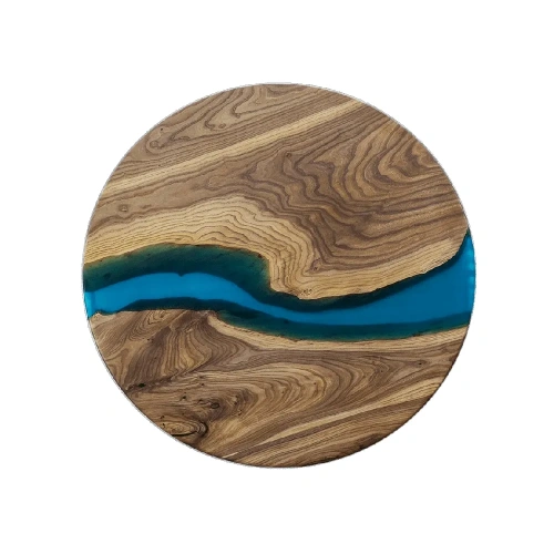  стол круглый из массива карагача с эпоксидной смолой  Каталог мебели из России - AdtPro Id-2