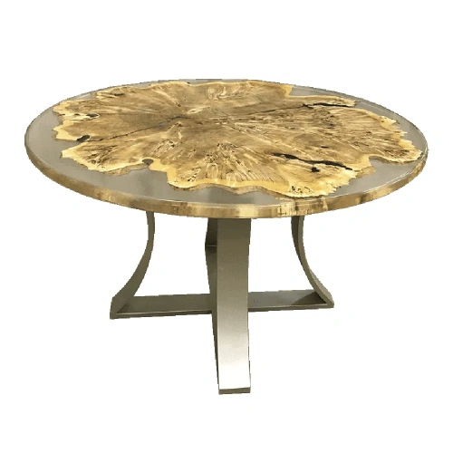  круглый обеденный стол. спил тополя с прозрачной смолой  Каталог мебели из России - AdtPro Id-1