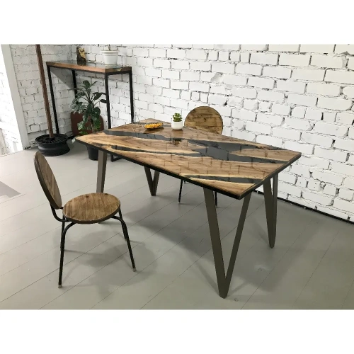  обеденный стол из карагача и эпоксидной смолы  Каталог мебели из России - AdtPro Id-3