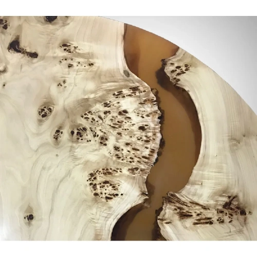  обеденный светлый круглый стол "река" из слэба тополя  Каталог мебели из России - AdtPro Id-2