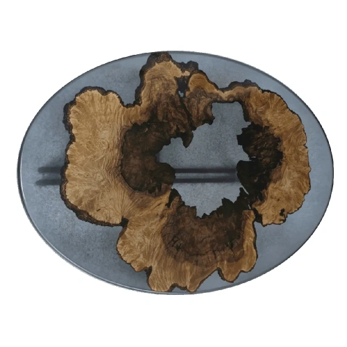  журнальный овальный стол «exotic maple» из спила клёна и темной смолы  Каталог мебели из России - AdtPro Id-1