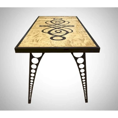  обеденный стол в стиле лофт с орнаментом из смолы из массива пламенной березы  Каталог мебели из России - AdtPro Id-1