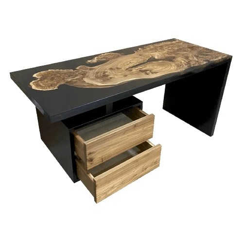  письменный стол с тумбой эксклюзивной серии из карагача с черной смолой  Каталог мебели из России - AdtPro Id-1