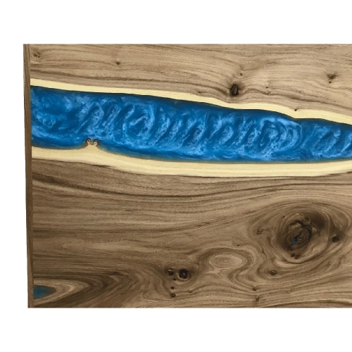  столик журнальный из карагача с синей перламутровой смолой  Каталог мебели из России - AdtPro Id-2