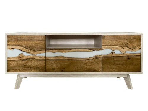  универсальная белая тумба в гостиную дверцы из слеба со смолой  Каталог мебели из России - AdtPro Id-0