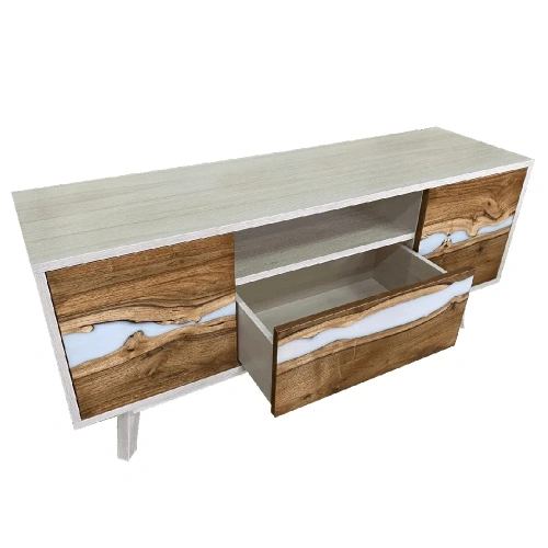  универсальная белая тумба в гостиную дверцы из слеба со смолой  Каталог мебели из России - AdtPro Id-2