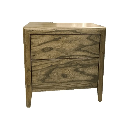  Прикроватная тумба из карагача в спальне современного стиля, фронтальный ракурс