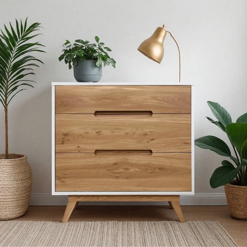 Лаконичность форм: Прямые линии и полное отсутствие лишнего декора белого комода из карагача и МДФ