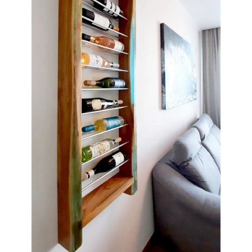  винная полка из массива карагача в сочетании с эпоксидной смолой  Каталог мебели из России - AdtPro Id-1