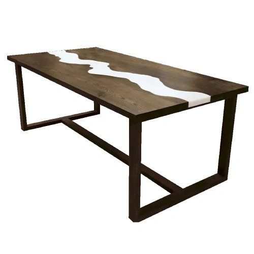  обеденный стол с белой "рекой" из массива горного вяза  Каталог мебели из России - AdtPro Id-1