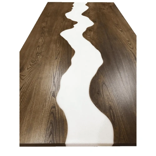  обеденный стол с белой "рекой" из массива горного вяза  Каталог мебели из России - AdtPro Id-2