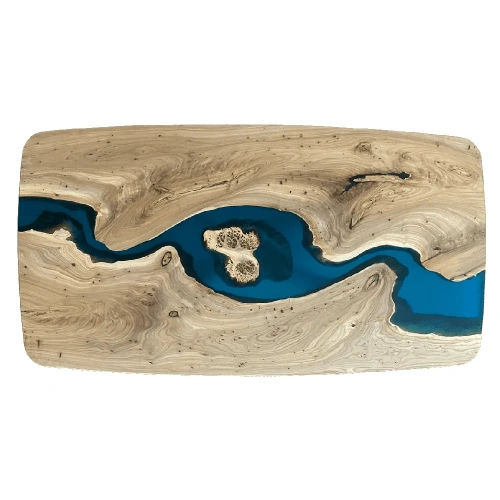  обеденный стол "arctic" со скругленными углами из массива горного вяза и смолы  Каталог мебели из России - AdtPro Id-1