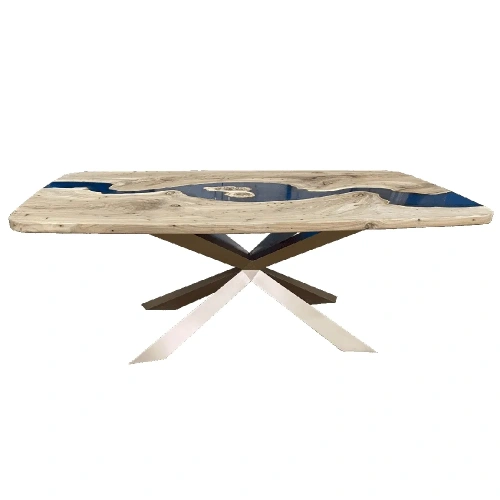  обеденный стол "arctic" со скругленными углами из массива горного вяза и смолы  Каталог мебели из России - AdtPro Id-2