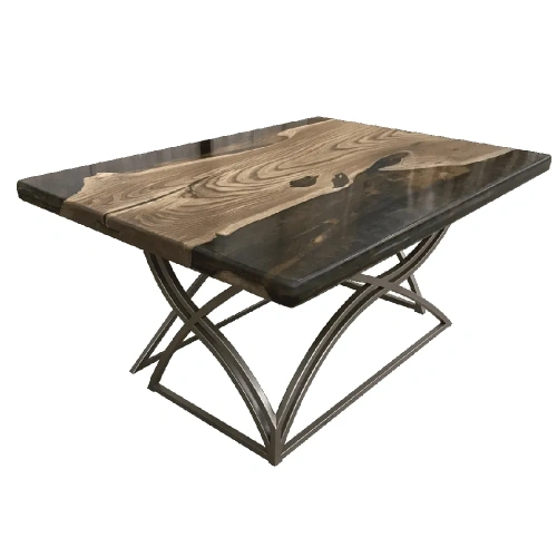  журнальный столик из карагача и смолы цвета chocolate  Каталог мебели из России - AdtPro Id-0