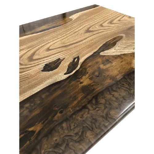  журнальный столик из карагача и смолы цвета chocolate  Каталог мебели из России - AdtPro Id-1