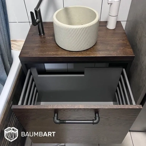 Черная тумба под раковину ХОЛАНН 75 см с глубоким ящиком