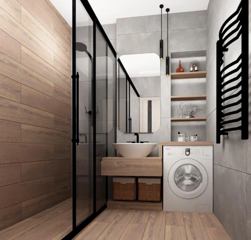 Тумба под раковину с нишей для стиральной машины. 3D