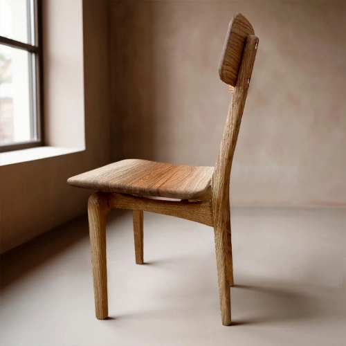 Боковой вид стула Retro, демонстрирующий гнутую спинку и плавные линии из массива карагача