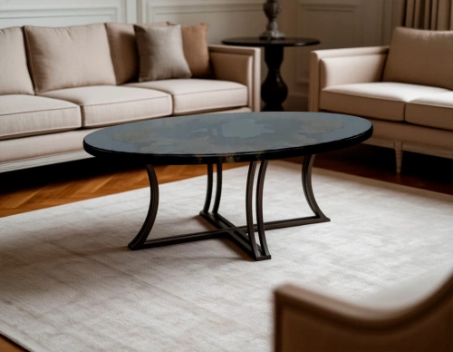 Дизайнерский стол из дерева и смолы в интерьере гостиной в стиле Баухауз