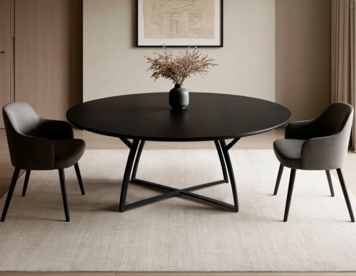 Черный овальный обеденный стол 150см на 80см из массива вяза в современной столовой.